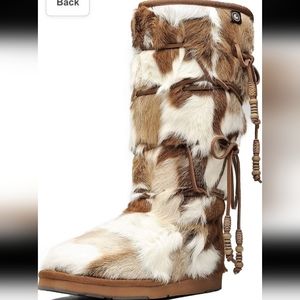 *NEW* AU&MU Wood Bead String Sheepskin Fur Shearling Leather, Knee High: 7